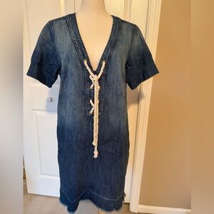 Current/Elliott Blue Denim Dress with White Rope Detail